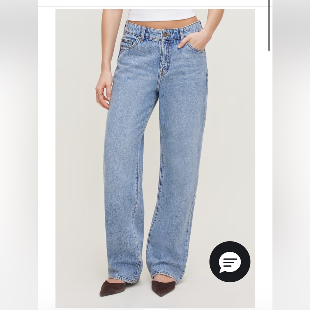 Mika Mid Rise Relaxed Straight Leg Jeans in Miles Away wash